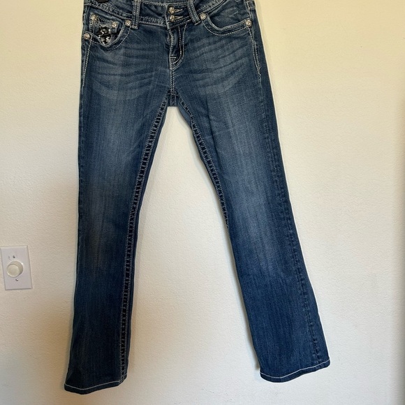 Miss Me Y2K BootCut Size 28 silver sequin bling - Picture 9 of 16
